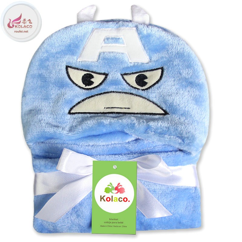 Adorable animal patterns baby hoodedflannel blanket baby organic cotton