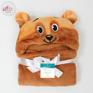 Cute animals cotton hooded baby blanket 